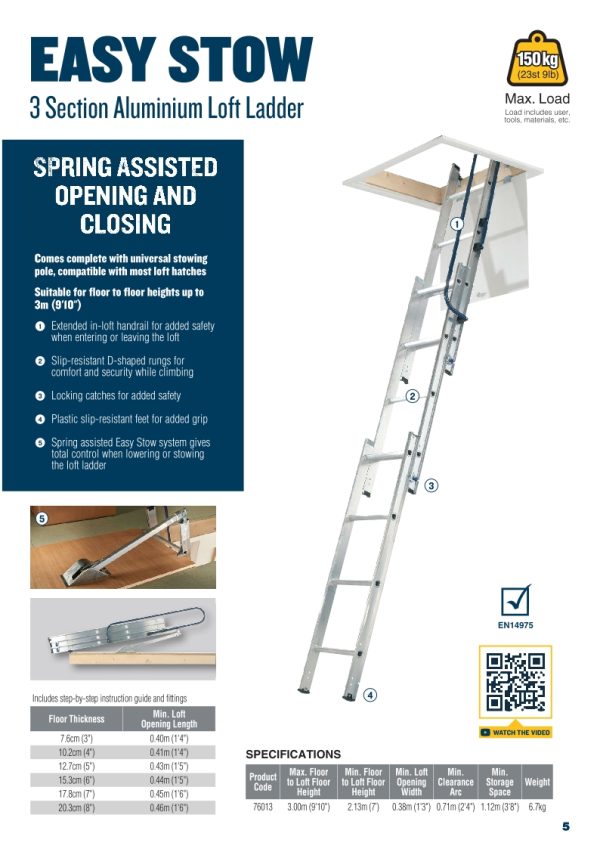 Werner Easy Stow Aluminium Loft Ladder with Spring Assistance